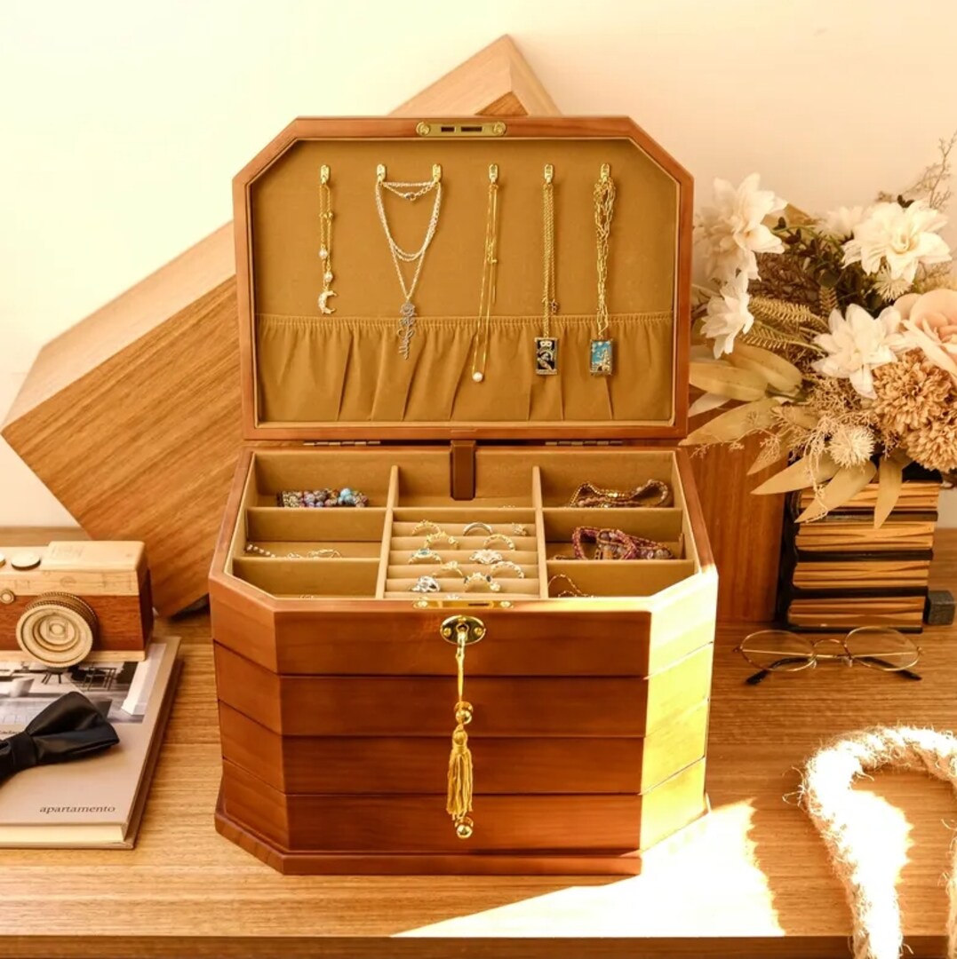 Vintage Jewelry Box Large Jewelry Box Large Wooden Vintage Wooden